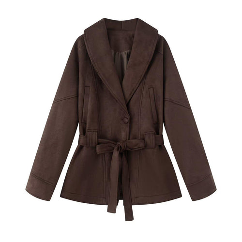 Elegant jacket for women with a belt at the waist and modern collar Amarae
