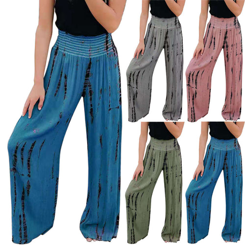 Wide Palazzo pants for women with elastic waistband and trendy print Amarae