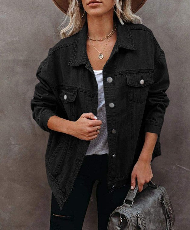 Veste en denim surdimensionnée pour femmes avec poches poitrine pratiques Chic & Stil