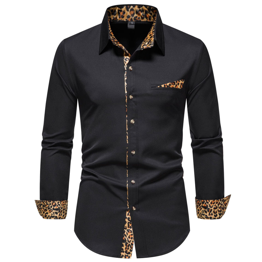 Men's Elegant Long-Sleeve Shirt with Leopard Print Amarae