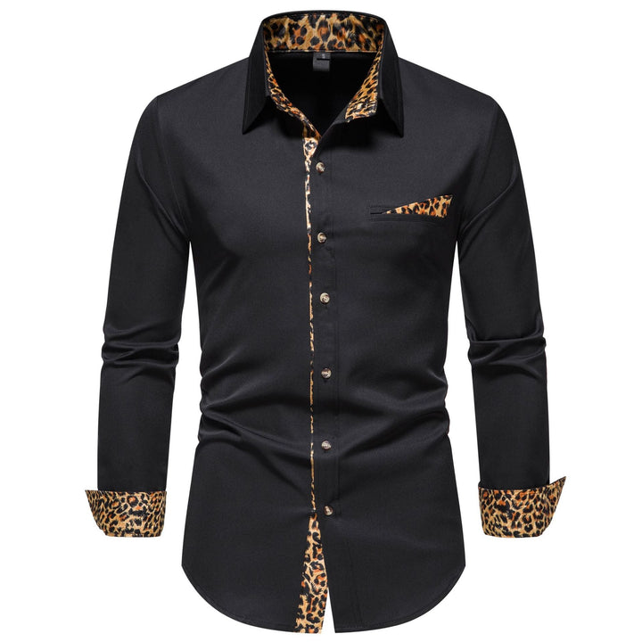 Men's Elegant Long-Sleeve Shirt with Leopard Print Amarae