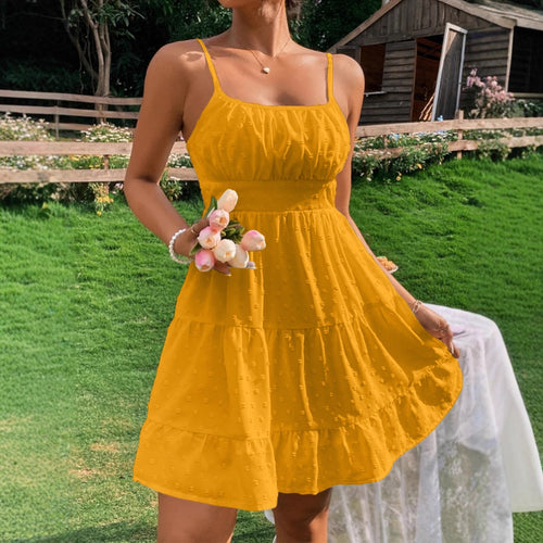Summer dress for women with ruffles and adjustable spaghetti straps Amarae