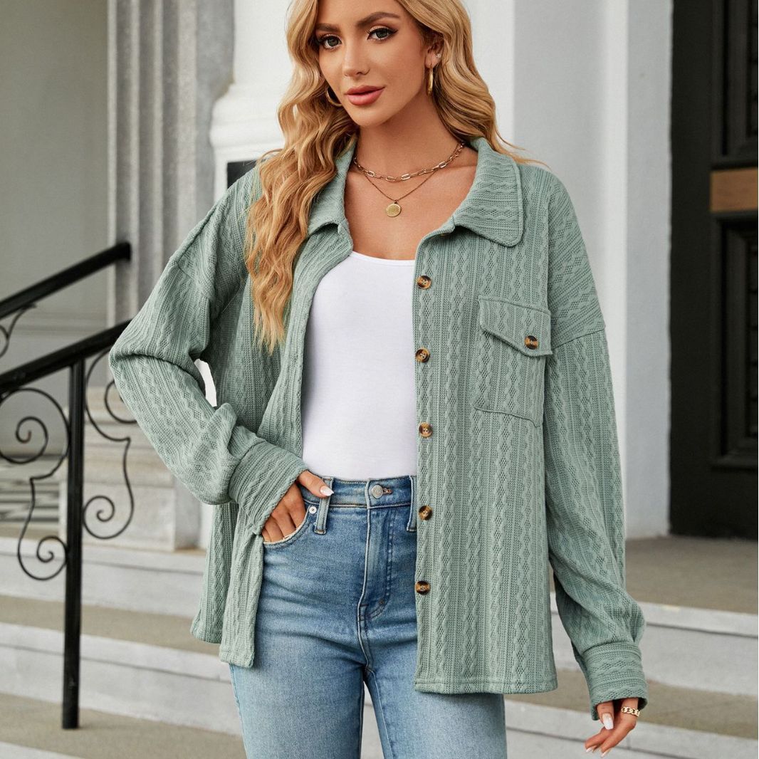 Oversized women's jacket shirt with textured pattern Amarae