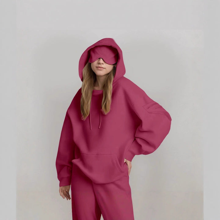 Ladies oversized hoodie with integrated sleep mask design Amarae
