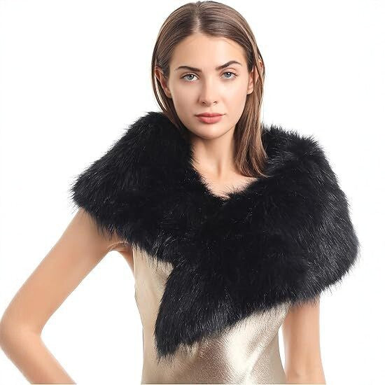 Ladies luxurious faux fur stole in loop design with voluminous shawl collar Amarae