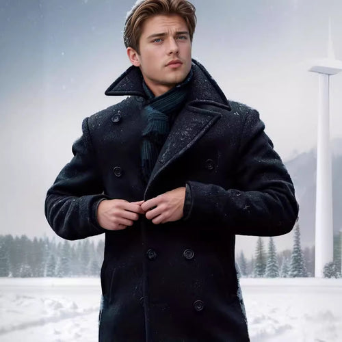 Classic and elegant wool coat for men with double-breasted Amarae