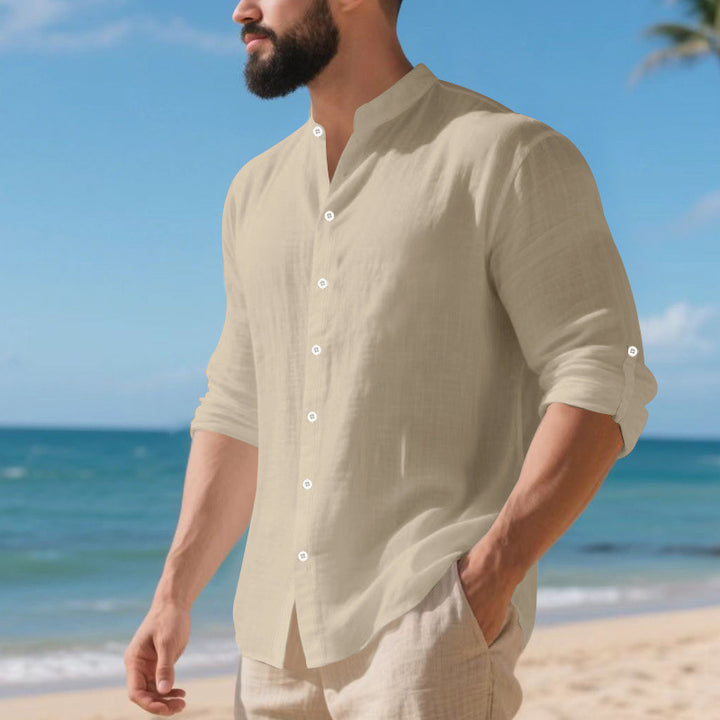 Casual long-sleeve shirt for men with modern button details and a textured surface Lune London