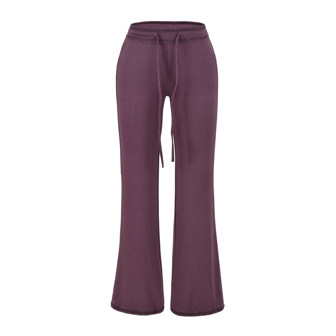 Women's Flowing Jersey Pants with High Waist, Drawstring and Flared Leg Amarae