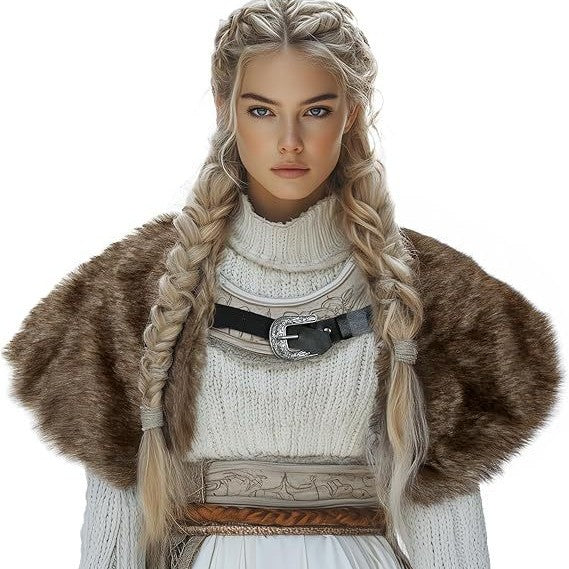 Women's Short Faux Fur Shoulder Cape with Bolero-Like Silhouette Amarae