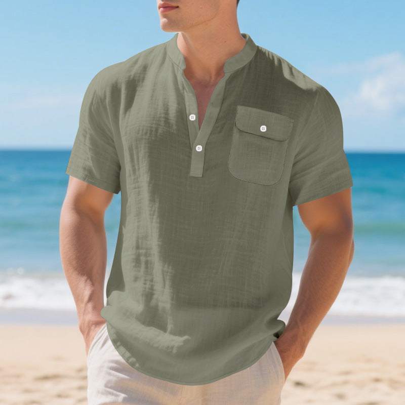 Fashion short sleeve shirt for men with button placket and chest pocket Lune London
