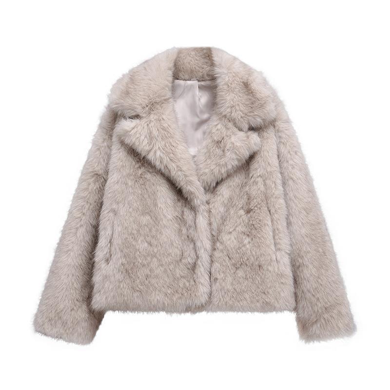 Women's trendy chic fur blazer