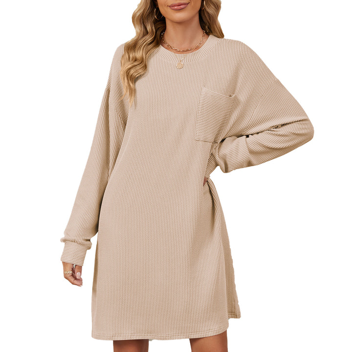 Casual long dress for women with long sleeves, practical pockets, and modern structured design Lune London