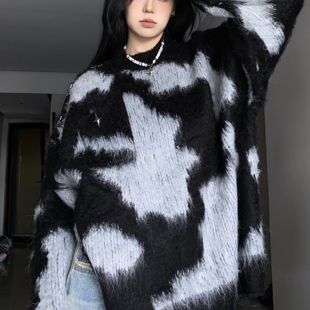 Pull tricoté surdimensionné pour femmes avec motif moderne et coupe décontractée Chic & Stil