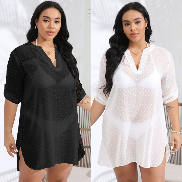 Ladies polka dot sheer beach cover-up tunic Lune London