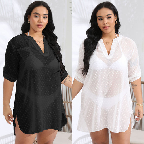 Ladies polka dot sheer beach cover-up tunic Amarae