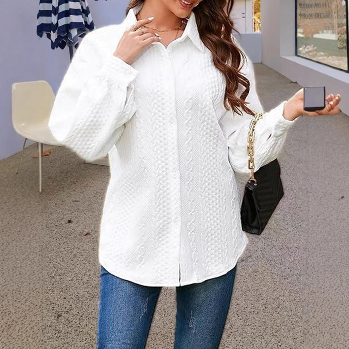 Oversized knitted blouse for women with a modern braid pattern Lune London