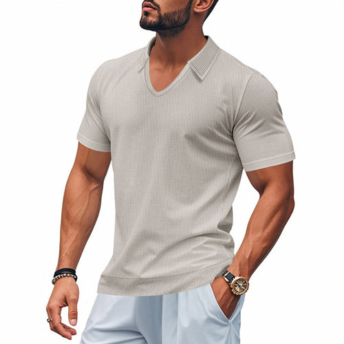 Short sleeve V-neck shirt for men with textured design Amarae