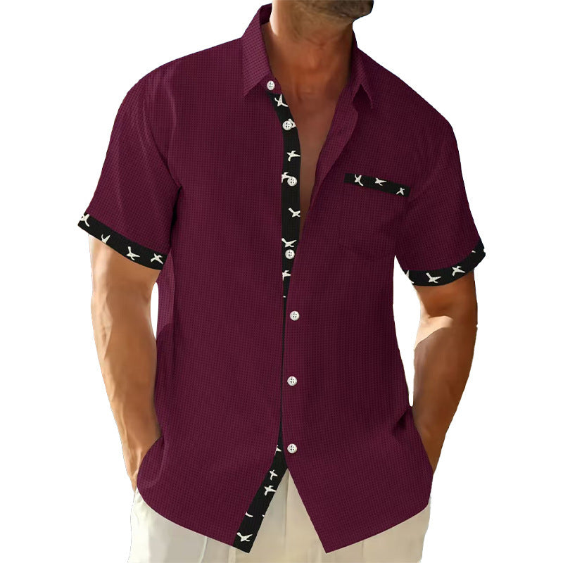 Casual short-sleeve shirt for men with a unique collar and a Lune London striped design