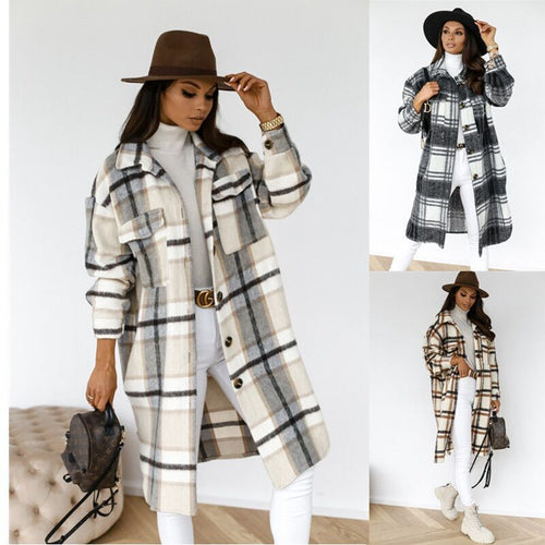 Veste à carreaux grande taille pour femmes Chic & Stil