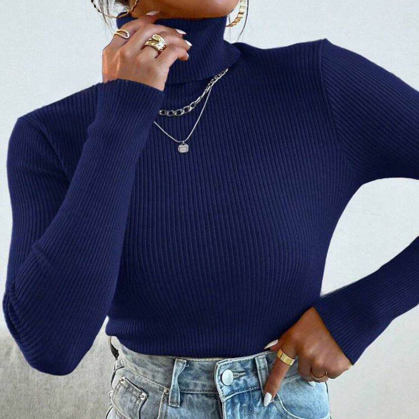 Women's Elegant Turtleneck Sweater with Fine Ribbed Texture Lune London