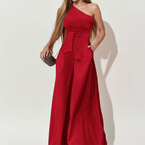 Combinaison élégante pour femme à une épaule avec ceinture à la taille et jambes larges Chic & Stil