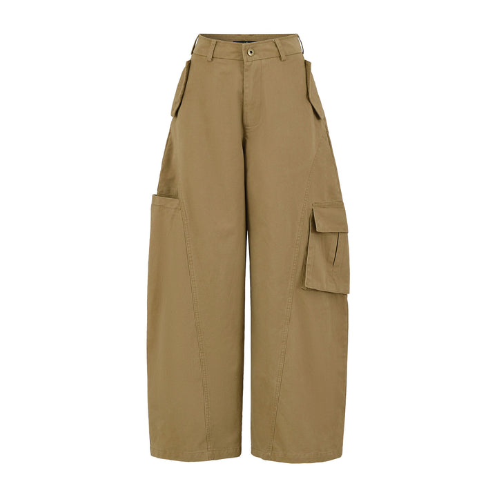 Women's Cropped Cargo Pants with High Waist, Wide Leg, and Flap Pockets Amarae