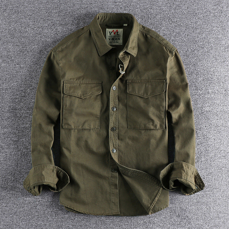 Men's cotton shirt with practical chest pockets and button-down collar Amarae
