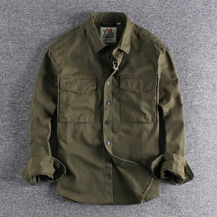 Men's cotton shirt with practical chest pockets and button-down collar Amarae
