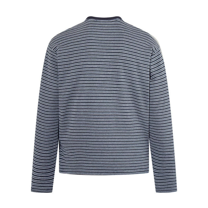 Men's Striped Long-Sleeve Shirt made of Cotton Blend with Round Neck and Relaxed Fit Amarae