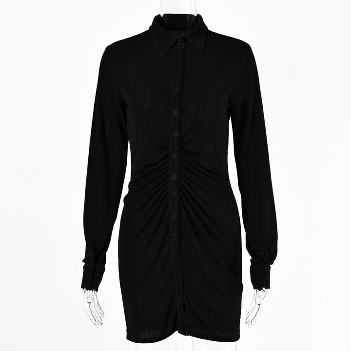 Mid-length shirt dress for women with button placket and gathers Lune London
