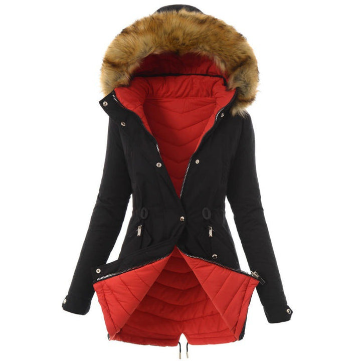 Modified winter jacket for women with removable faux fur collar Lune London