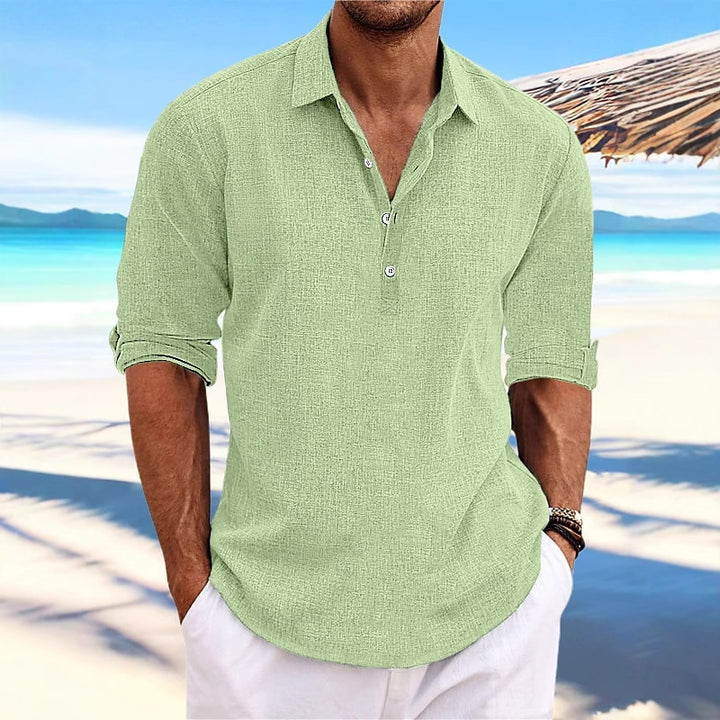 Light linen shirt for men with three-quarter sleeves Lune London