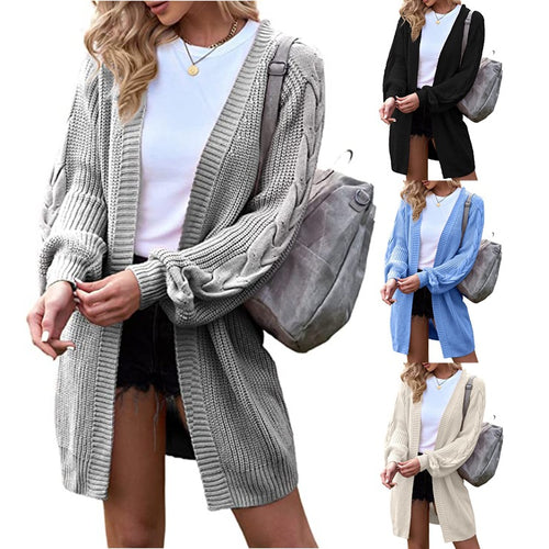 Women's knitted cardigan with an elegant cable pattern and a relaxed fit Amarae