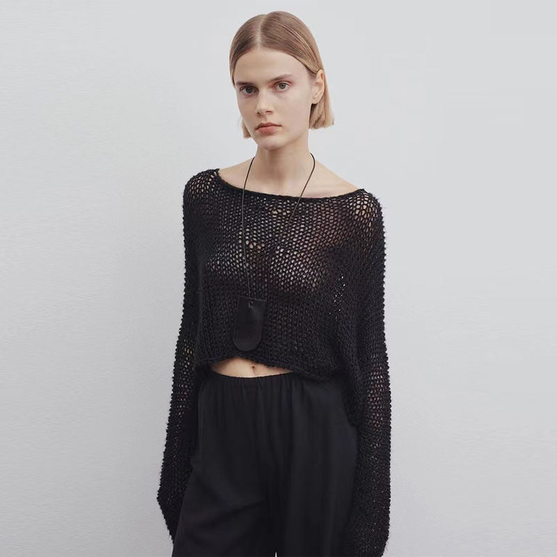 Pull tricoté court décontracté pour femme avec une coupe large Chic & Stil