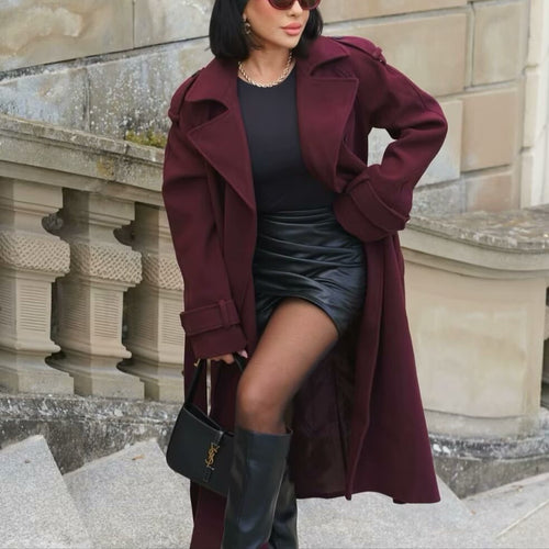 Manteau trench élégant pour femmes avec ceinture et patte de boutonnage double Chic & Stil