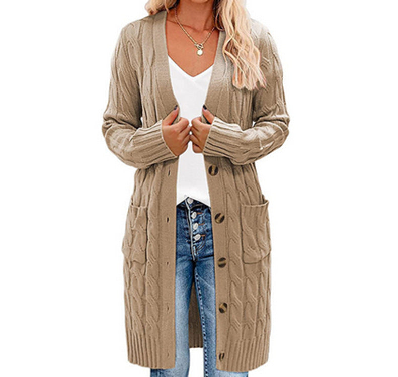 Ladies Chunky Knit Cardigan with Pockets and Chic Button Details and Nursing