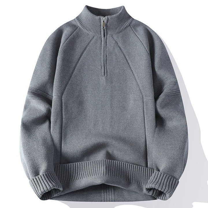 Knitted sweater for men with high collar and zipper Lune London