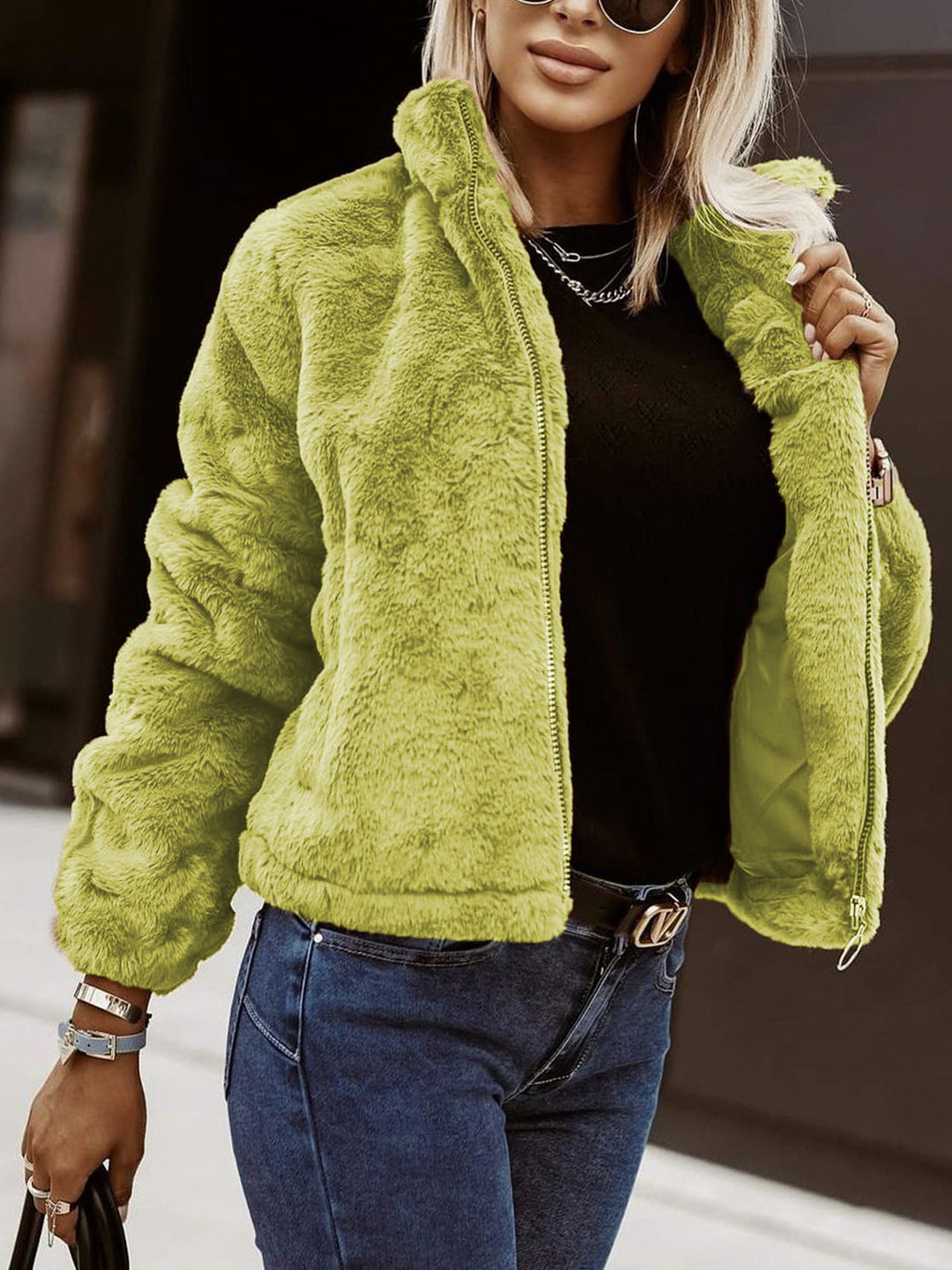 Lune London | Soft Women's Teddy Bomber Jacket with Zipper