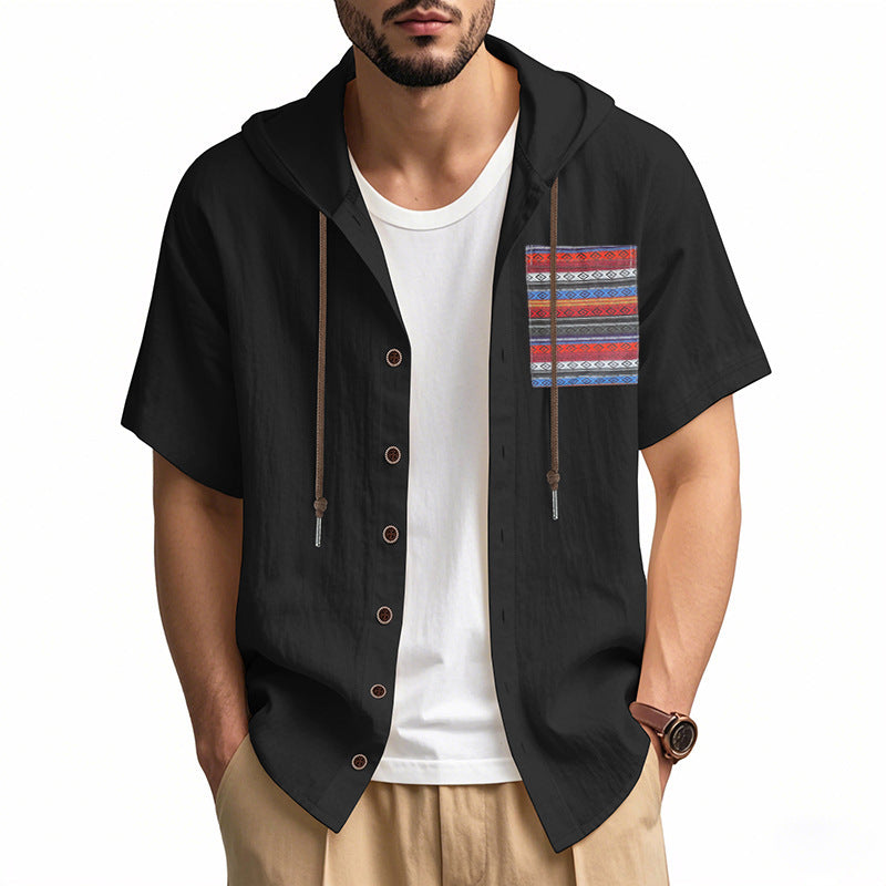 Casual short sleeve shirt for men with hood and colorful pattern Lune London