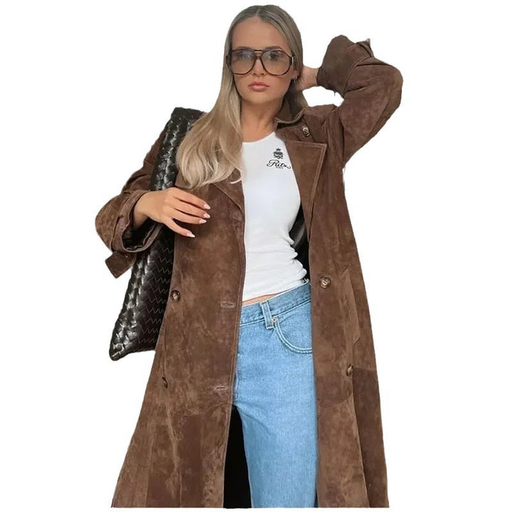 Lune London Fashionable Suede Trench Coat for Women