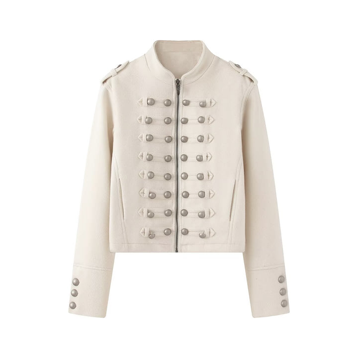 Women's short military-inspired jacket with decorative button plackets Amarae