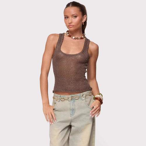 Women Glamorous Glitter Tank Top Amarae