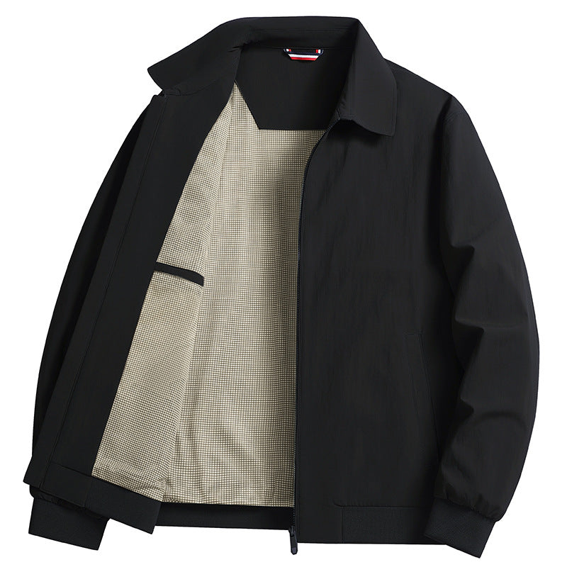 Men's Lightweight Windbreaker with Checked Lining, Full Zip and Ribbed Cuffs Amarae