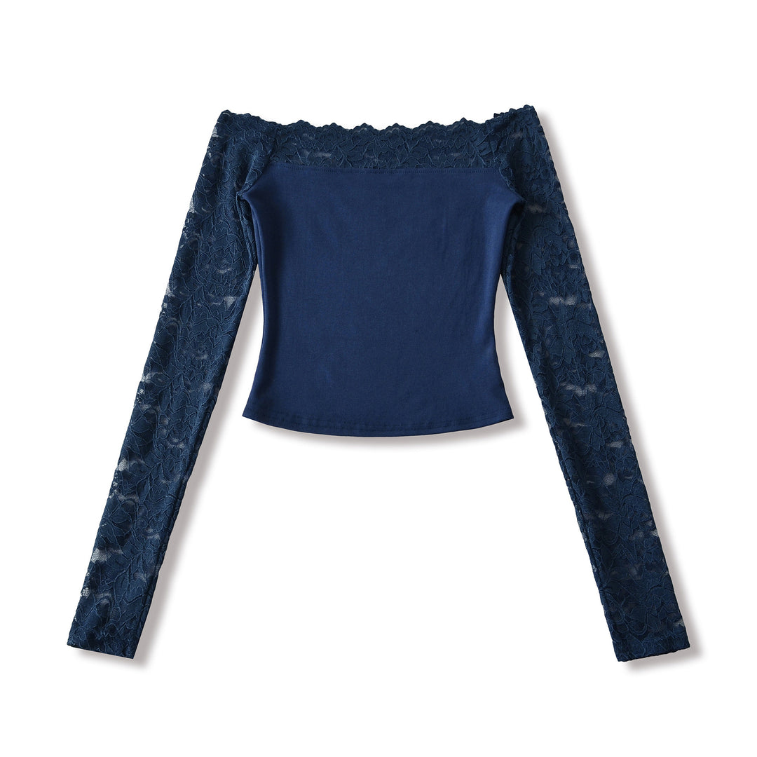 Ladies Carmen top with lace sleeves and off-the-shoulder cut Amarae