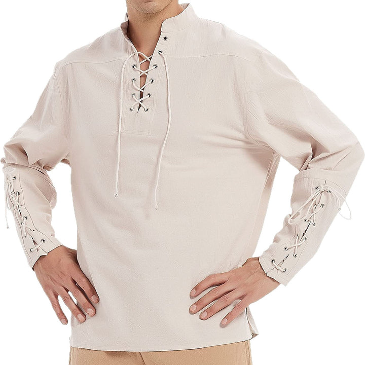 Men's long sleeve shirt with trendy laces and contrasting seams Lune London