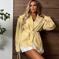 Ladies elegant oversized blazer with belt detail Amarae