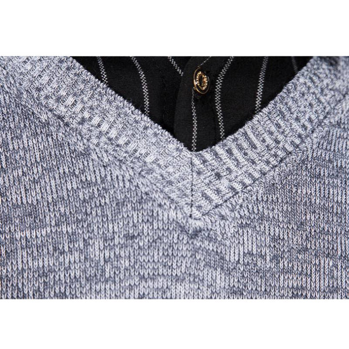 Men's knit sweater with V-neck and contrasting sleeves Lune London