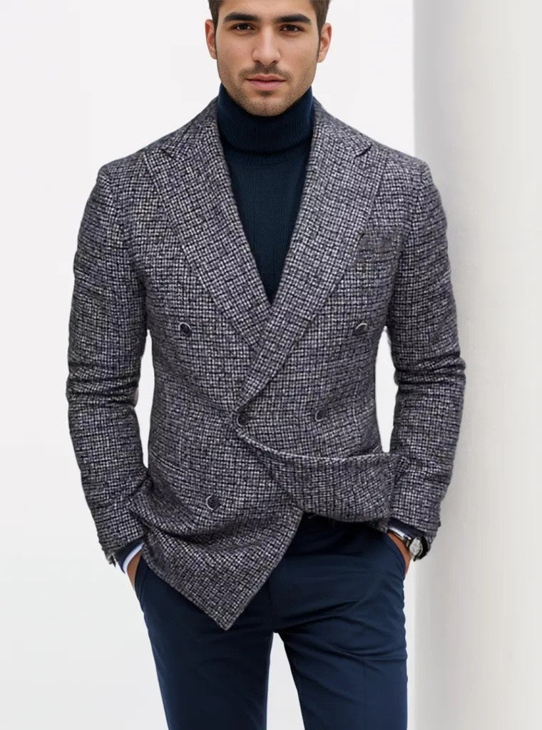 Double-breasted men's blazer in high-quality fabric with modern details Lune London