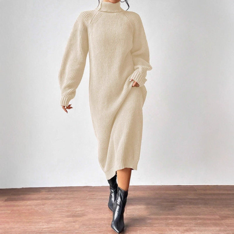 Robe tricotée de mode féminine avec col montant et coupe ample Chic & Stil