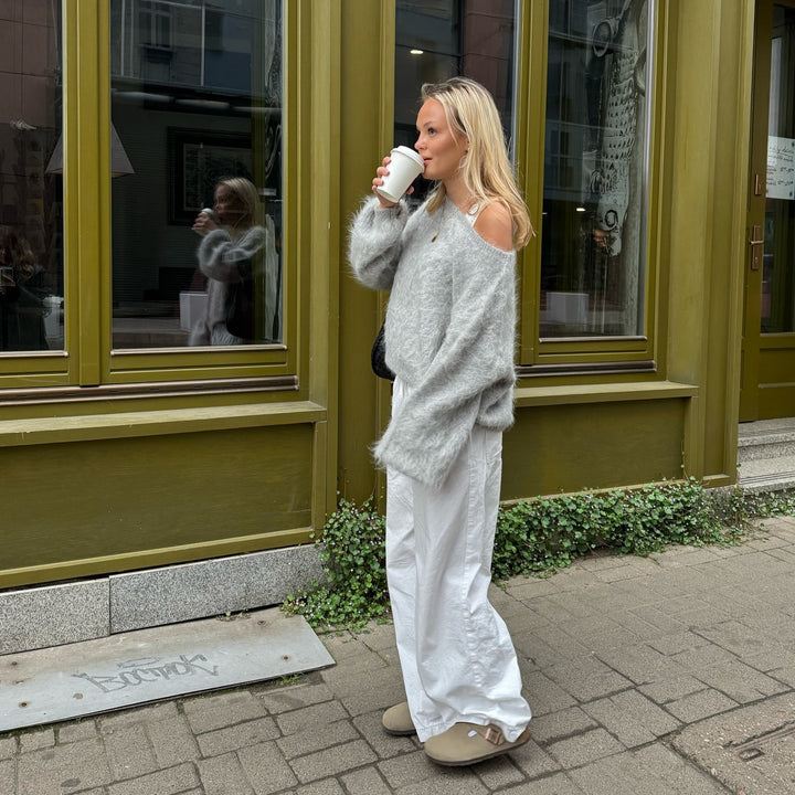 Women Soft Mohair Blend Pullover with Oversized Sleeves Lune London